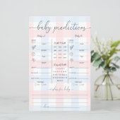 Pink Blue Gingham Twins Baby Predictions Game (Staand voorkant)