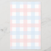 Pink Blue Gingham Twins Baby Predictions Game (Achterkant)