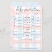 Pink Blue Gingham Twins Baby Predictions Game (Voorkant / Achterkant)