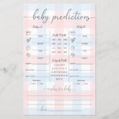 Pink Blue Gingham Twins Baby Predictions Game (Voorkant)