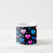 Pink & Blue Glowing Hearts Espresso Kop (Voorkant)