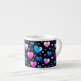 Pink & Blue Glowing Hearts Espresso Kop