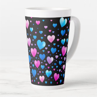 Pink & Blue Glowing Hearts Latte Mok