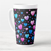 Pink & Blue Glowing Hearts Latte Mok (Linkerhoek)