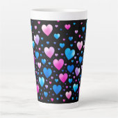 Pink & Blue Glowing Hearts Latte Mok (Voorkant)