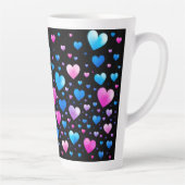 Pink & Blue Glowing Hearts Latte Mok (Rechts)