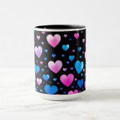 Pink & Blue Glowing Hearts Mok (Midden)