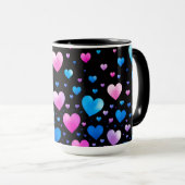Pink & Blue Glowing Hearts Mok (Voorkant rechts)