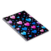 Pink & Blue Glowing Hearts Notitieboek (Rechterzijde)