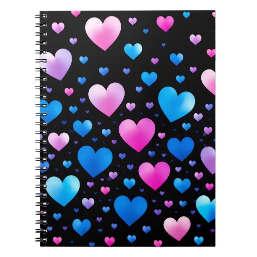 Pink & Blue Glowing Hearts Notitieboek (Voorkant)