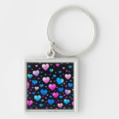 Pink & Blue Glowing Hearts Sleutelhanger (Voorkant)
