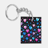 Pink & Blue Glowing Hearts Sleutelhanger (Voorkant Links)