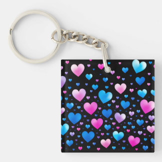 Pink & Blue Glowing Hearts Sleutelhanger
