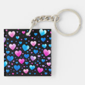 Pink & Blue Glowing Hearts Sleutelhanger (Achterkant)