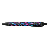 Pink & Blue Glowing Hearts Zwarte Inkt Pen (Bodem)