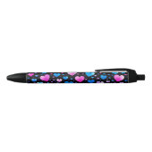 Pink & Blue Glowing Hearts Zwarte Inkt Pen (Bovenkant)