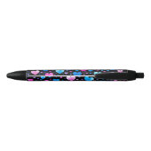 Pink & Blue Glowing Hearts Zwarte Inkt Pen (Achterkant)