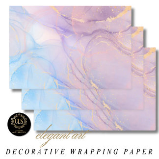 Pink & Blue Gold Glitter Marble Inpakpapier Vel