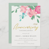 PINK BLUE GOLD PEONRALE JUBILEA PER JAAR KAART (Voorkant / Achterkant)