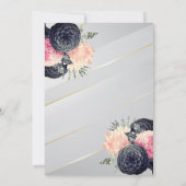 Pink & Blue Gold Striped Floral Quinceanera Kaart (Achterkant)