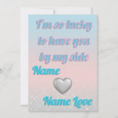 Pink Blue Gradient 3D Silver Hearts Valentine Card Feestdagenkaart (Voorkant)