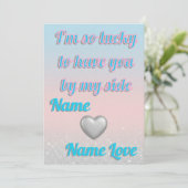 Pink Blue Gradient 3D Silver Hearts Valentine Card Feestdagenkaart (Staand voorkant)