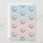 Pink Blue Gradient 3D Silver Hearts Valentine Card Feestdagenkaart (Achterkant)