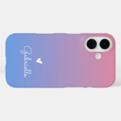 Pink Blue Gradient Heart met minimale scriptnaam Case-Mate iPhone Case (Achterkant (horizontaal))
