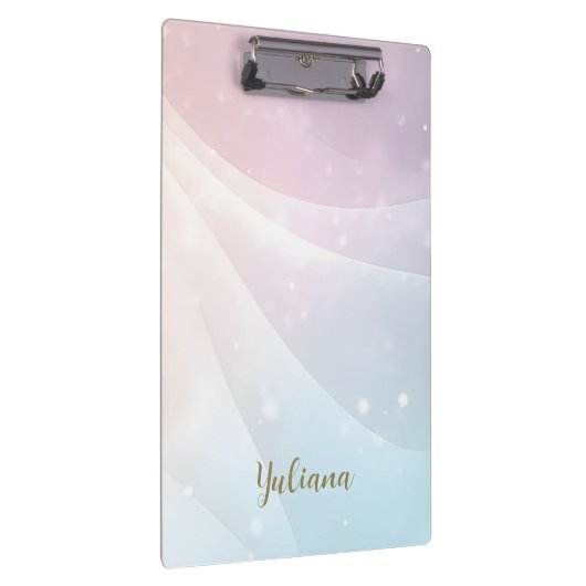 Pink Blue Gradient Sparkling Wave Minimal Design Klembord (Rechts)