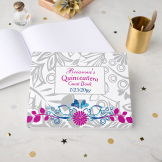 Pink, Blue, Gray Quinceañera Guest Book Gastenboek