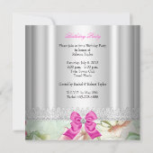 Pink Blue Green Floral Lace Birthday Party Kaart (Achterkant)