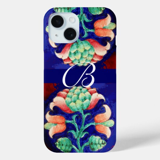 PINK BLUE GREEN FLORAL MONOGRAM Case-Mate iPhone CASE (Achterkant)