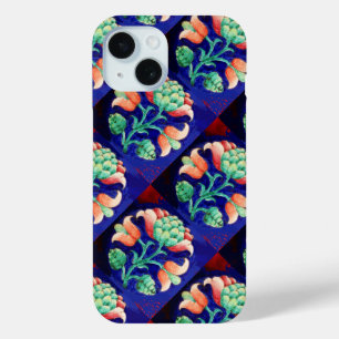 PINK BLUE GREEN FLORAL MONOGRAM iPhone 15 CASE