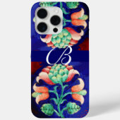 PINK BLUE GREEN FLORAL MONOGRAM Case-Mate iPhone CASE (Achterkant)