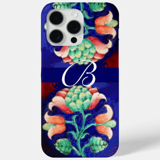 PINK BLUE GREEN FLORAL MONOGRAM Case-Mate iPhone CASE (Achterkant)