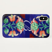 PINK BLUE GREEN FLORAL MONOGRAM Case-Mate iPhone CASE (Achterkant (horizontaal))