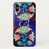 PINK BLUE GREEN FLORAL MONOGRAM Case-Mate iPhone CASE (Achterkant)