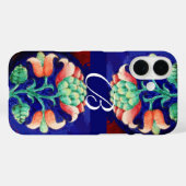 PINK BLUE GREEN FLORAL MONOGRAM Case-Mate iPhone CASE (Achterkant (horizontaal))
