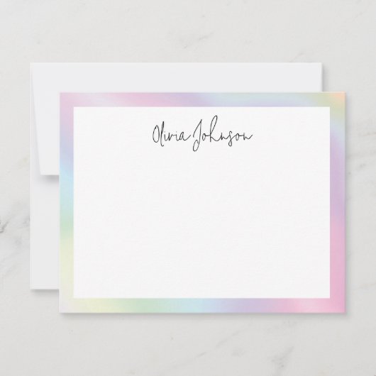 Pink Blue Green Hand Lettered White Flat Note Card Notitiekaartje (Voorkant)