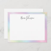 Pink Blue Green Hand Lettered White Flat Note Card Notitiekaartje (Voorkant / Achterkant)