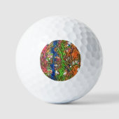 Pink, Blue, Green, Orange, Marble Artwork Golfballen (Voorkant)