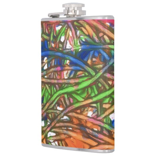 Pink, Blue, Green, Orange, Marble Artwork Heupfles (Links)