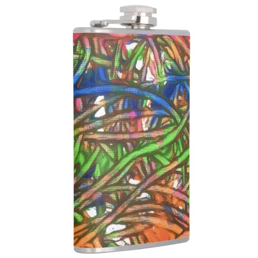 Pink, Blue, Green, Orange, Marble Artwork Heupfles (Rechts)