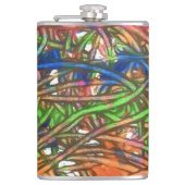 Pink, Blue, Green, Orange, Marble Artwork Heupfles (Voorkant)