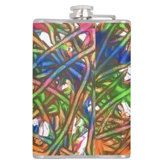 Pink, Blue, Green, Orange, Marble Artwork Heupfles (Achterkant)