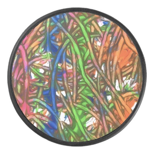 Pink, Blue, Green, Orange, Marble Artwork Hockey Puck (Voorkant)