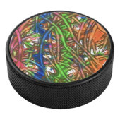 Pink, Blue, Green, Orange, Marble Artwork Hockey Puck (3/4)