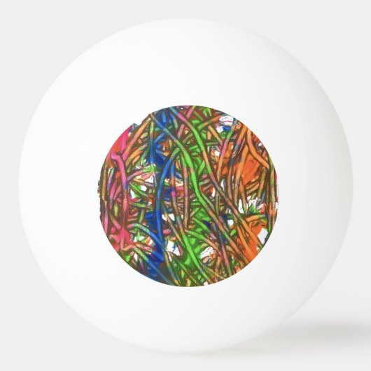 Pink, Blue, Green, Orange, Marble Artwork Pingpongbal (Voorkant)