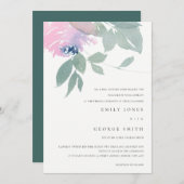 PINK BLUE GREEN WATERVERF FLORAL WEDDING INVITE BEDANKKAART (Voorkant / Achterkant)