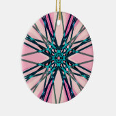 Pink Blue Grey Fractal Snowflake Winter Festive Keramisch Ornament (Rechts)